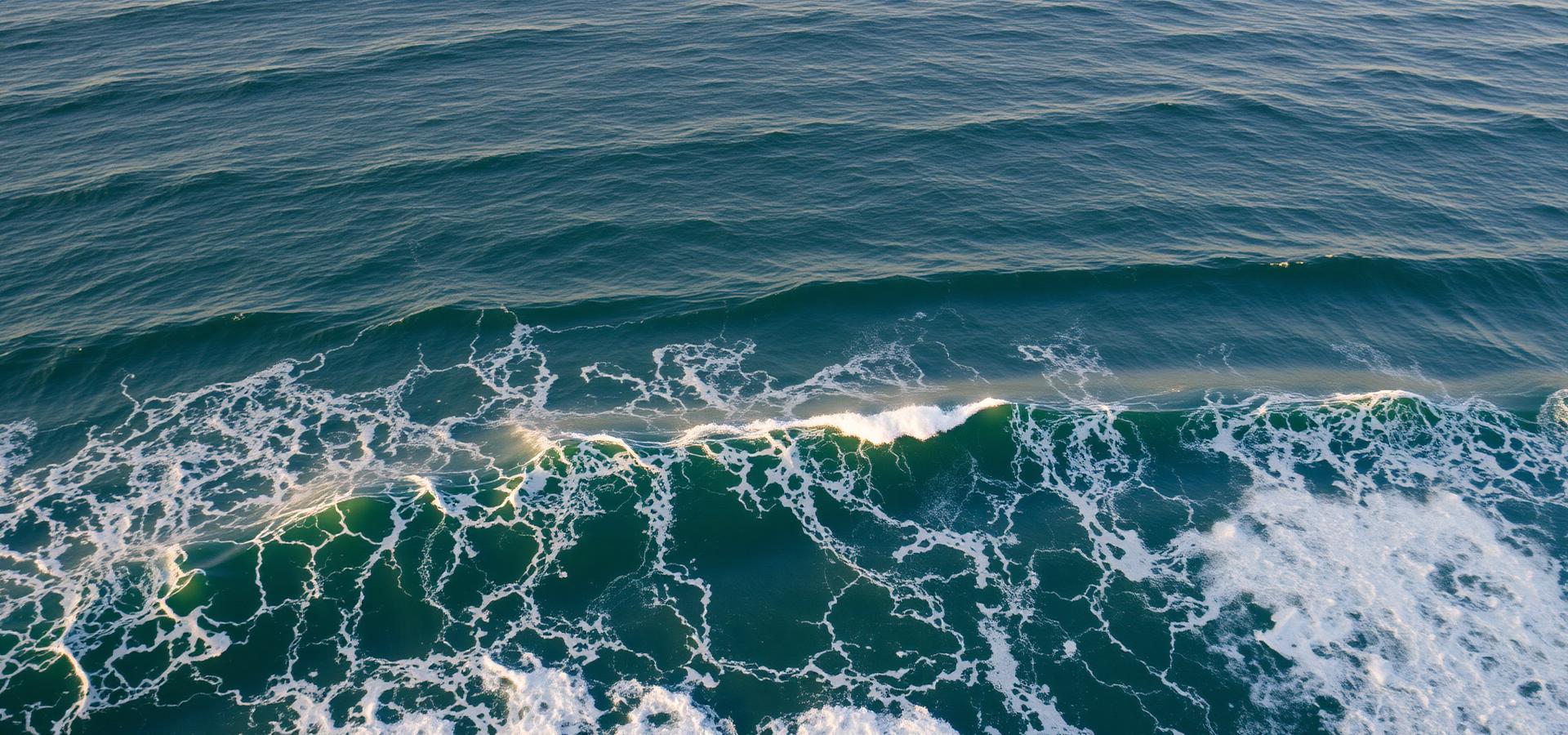 Open ocean downwind swells at golden hour